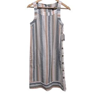 FOR CYNTHIA Striped Linen Blend Mini Dress Size XS NWT